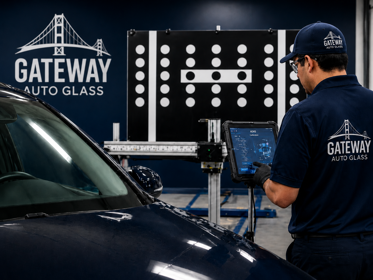 Gateway Auto Glass ADAS recalibration with diagnostic equipment after windshield replacement