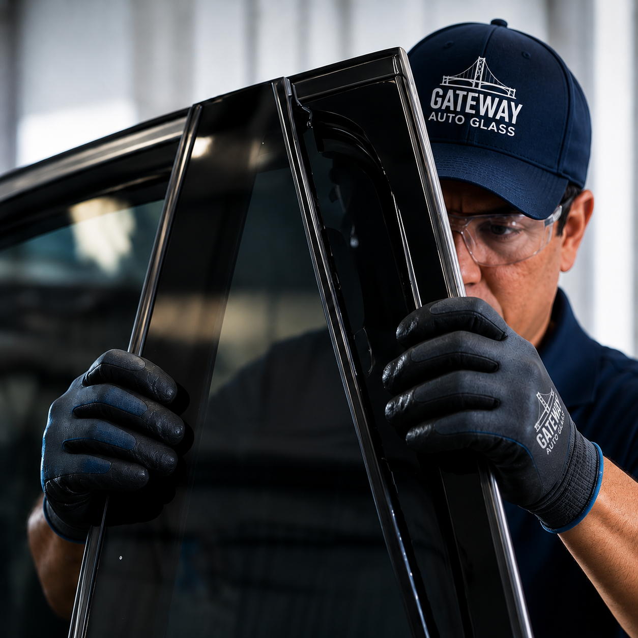 Gateway Auto Glass cleanup of broken auto glass at customer location