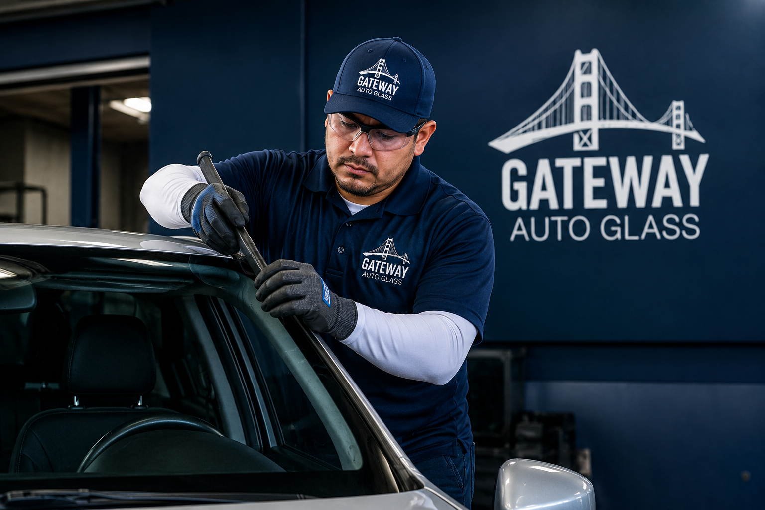 Gateway Auto Glass technician installing a new windshield